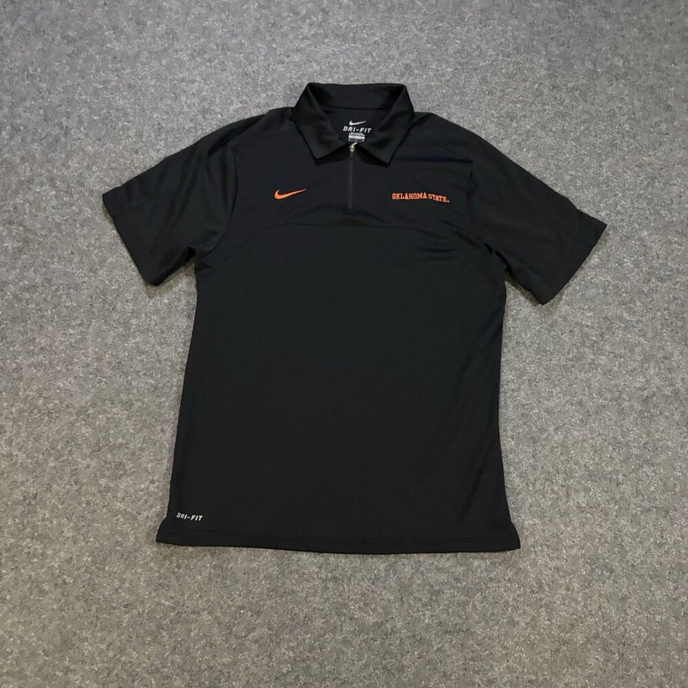 Nike Oklahoma State Polo Shirt Men’s Small 1/4 Zip OSU Cowboys Black Dri-FIT